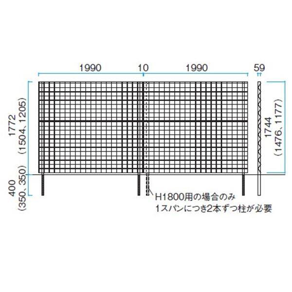 タカショー　トレメッシュシングル用　60角柱セット　H1800用　『スチールフェンス　柵』 ステンカラー