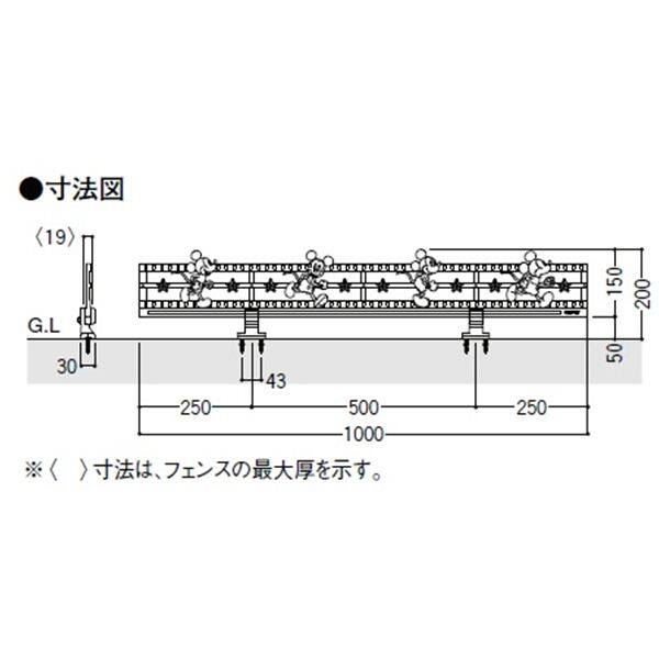 リクシル 新日軽 ディズニーミニフェンス ミッキーC型 本体 『アルミフェンス 柵』 ブラック