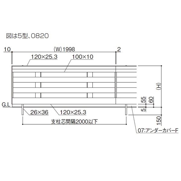 【法人様限定商品 個人宅・現場配送不可】四国化成　アルディフェンス5型　本体　0620サイズ　ADFA5-0620　建築基準法対応 『アルミフェンス　柵』 木調カラー