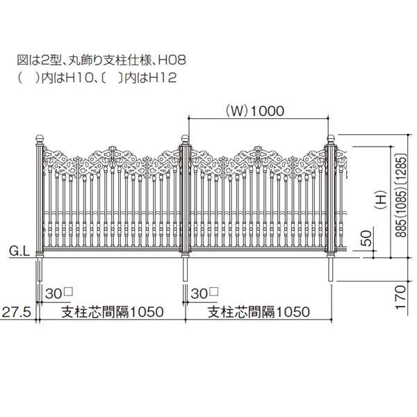 【法人様限定商品 個人宅・現場配送不可】四国化成　ロードスフェンス2型　本体　1210サイズ　LDSF2-1210BK　『アルミフェンス　柵』 ブラックつや消し