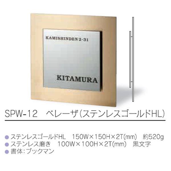 福彫 ベレーザ （ステンレスゴールドHL） SPW-12 『表札 サイン 戸建』 