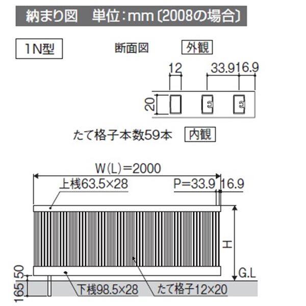 三協アルミ モンブレム1N型 フェンス本体 フリー支柱タイプ 2012 『アルミフェンス 柵 高さ H1200ｍｍ用』 ブラック