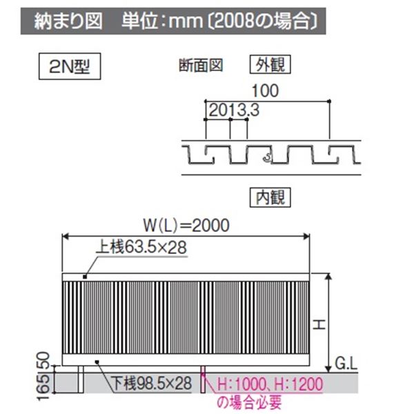 三協アルミ モンブレム2N型 フェンス本体 フリー支柱タイプ 2010 『アルミフェンス 柵 高さ H1000ｍｍ用』 ブラック