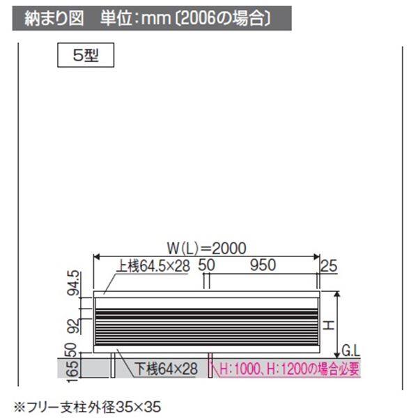 三協アルミ ニュービラフェース5型 フェンス本体 フリー支柱タイプ 2006 『アルミフェンス 柵 高さ H600ｍｍ用』 