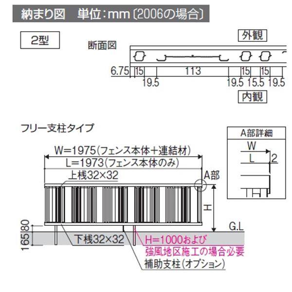 三協アルミ ニューアイシャノン2型 フェンス本体 フリー支柱タイプ 2008 『アルミフェンス 柵 高さ H800ｍｍ用』 