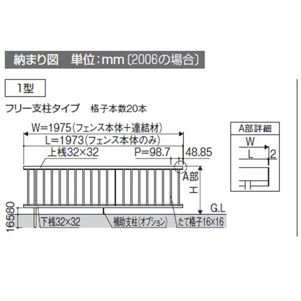 三協アルミ スーパー速川1型 フェンス本体 フリー支柱タイプ 2008 『アルミフェンス 柵 高さ H800ｍｍ用』 