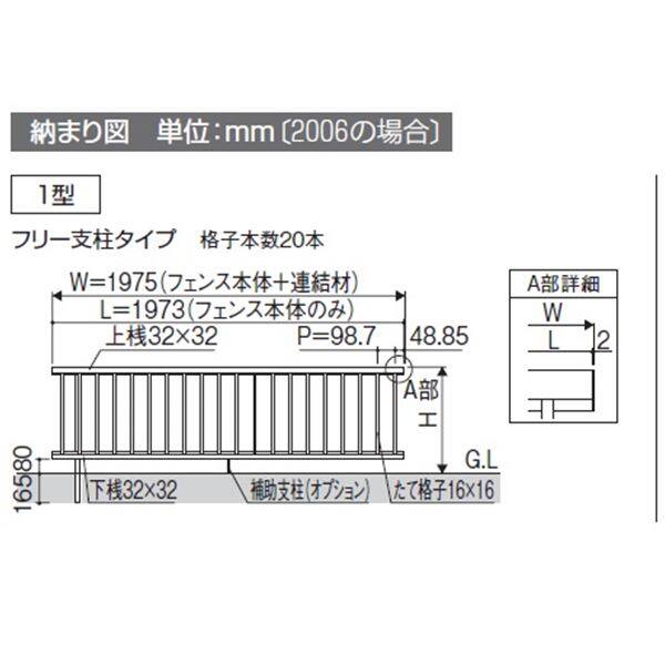 本体1枚＋フリー支柱1本のお得なセット 三協アルミ スーパー速川1型 フェンス本体 フリー支柱タイプ 2006 『アルミフェンス 柵 高さ H600ｍｍ用』 