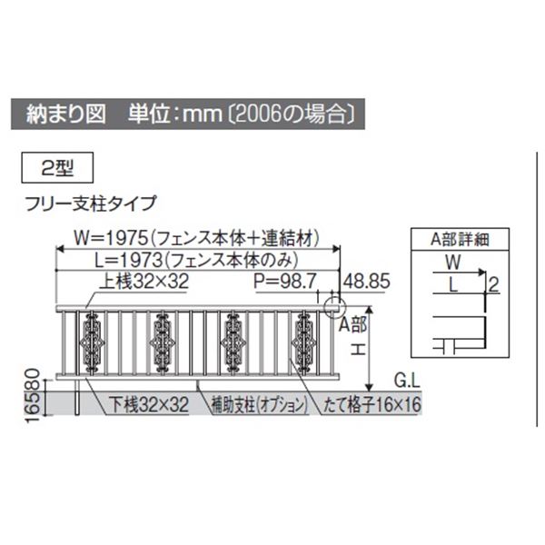 三協アルミ スーパー速川2型 フェンス本体 フリー支柱タイプ 2008 『アルミフェンス 柵 高さ H800ｍｍ用』 
