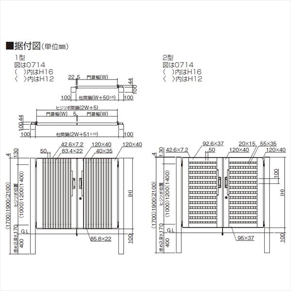 【法人様限定商品 個人宅・現場配送不可】四国化成 アルディ門扉1型 柱仕様 0812 両開き ステンカラー