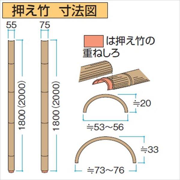 タカショー 人工竹垣材料 エバー 京銘竹押えさらし竹 55径 W55×L1800 EV-125 『エバーバンブーボード ガーデニングDIY部材』 ＃28163300 