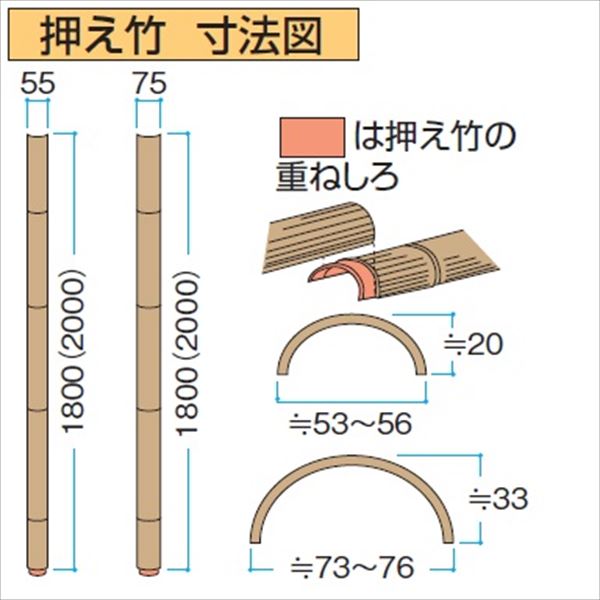 タカショー 人工竹垣材料 エバー 押え 枯竹 75径 W75×L2000 EV-14L 『エバーバンブーボード ガーデニングDIY部材』 ＃28233300 