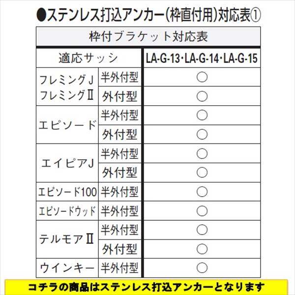 YKKAP　たて面格子LA専用ブラケット（取付け金具セット）　ステンレス打込アンカー（枠付ブラケット）　出幅55mm　4個入り　LA-G-13 