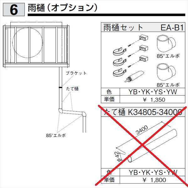 YKKAP　雨樋セット　AHY-EA-G05 