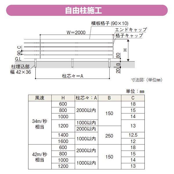 YKK YKKAP ルシアスフェンス H02型 T100 本体 『アルミ フェンス 高さ100cm 横板格子 目隠し 屋外 柵 庭 外構 境界』 アルミカラー