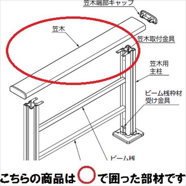 リクシル 樹ら楽ステージ デッキフェンス W1200パネル部材 笠木セット 2スパン用 『リクシル』 『ウッドデッキ 人工木 フェンス』 