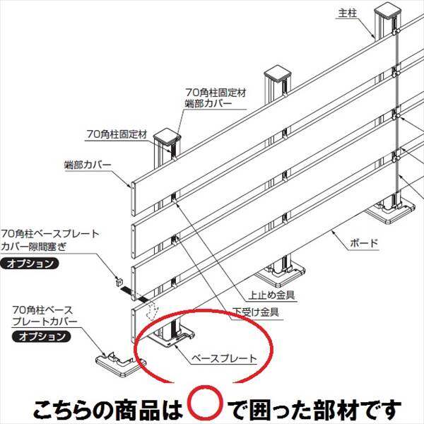 リクシル 樹ら楽ステージ ボードラインフェンス 柱部材 デッキ施工仕様ウッドパーディション柱 ベース仕様 ベースプレート（主柱用） 大引固定用 『リクシル』 『ウッドデッキ 人工木 フェンス』 