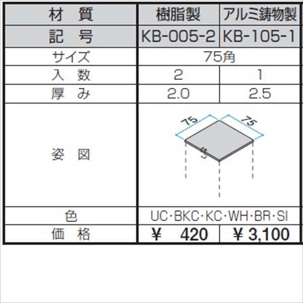 三協アルミ α-Pro アルファプロ ホロー材キャップ 樹脂製（2個入り） 75角 KB-005-2 『外構DIY部品』 形材色