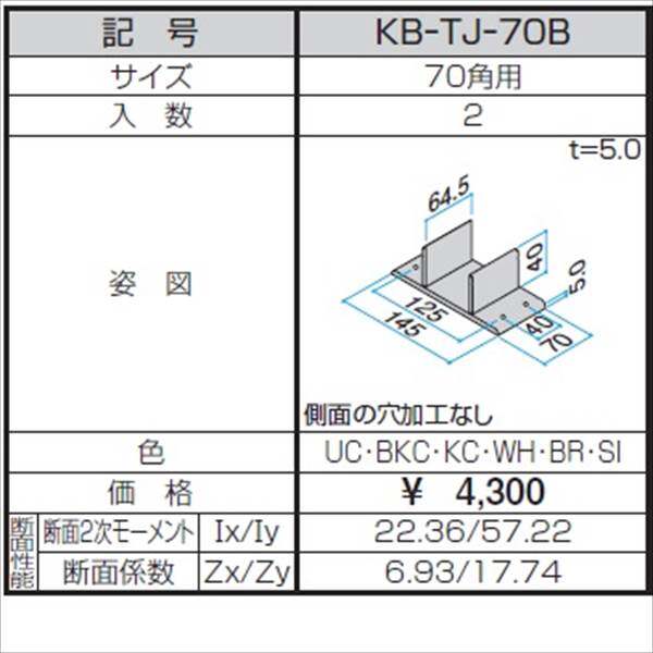 三協アルミ α-Pro アルファプロ ホロー材用Ｔ型ジョイント （2個入り） 70角用 ＫＢ-ＴＪ-70B 『外構DIY部品』 形材色
