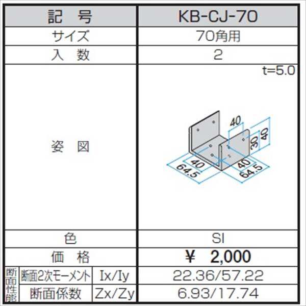 三協アルミ α-Pro アルファプロ ホロー材用C型ジョイント （2個入り） 70角用 ＫＢ-CＪ-70 『外構DIY部品』 シルバー