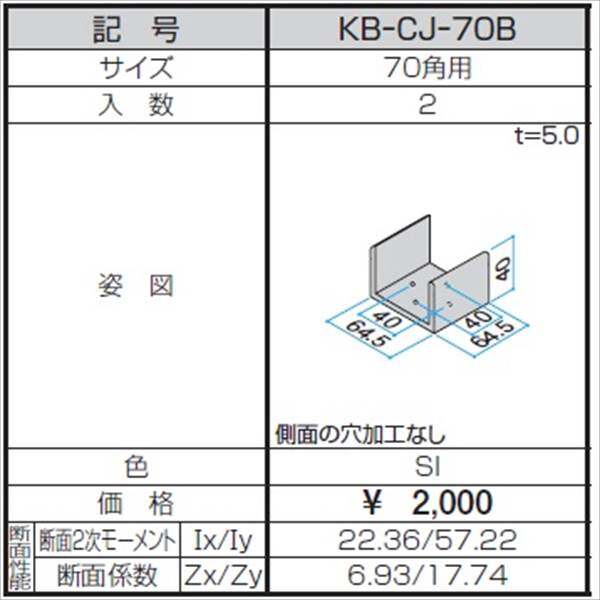 三協アルミ α-Pro アルファプロ ホロー材用C型ジョイント （2個入り） 70角用 ＫＢ-CＪ-70B 『外構DIY部品』 シルバー