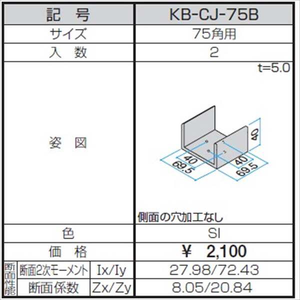 三協アルミ α-Pro アルファプロ ホロー材用C型ジョイント （2個入り） 75角用 ＫＢ-CＪ-75B 『外構DIY部品』 シルバー