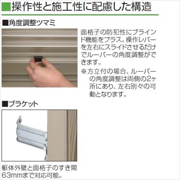 三協アルミ　エコ面格子2　目隠し可動ルーバー　幅1794mm×高さ888mm　方立付 