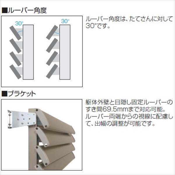 三協アルミ　【受注生産】目隠し固定ルーバー　アイフェード2　幅706mm×高さ737mm　目隠しタイプ 