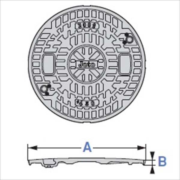 城東テクノ 耐圧マンホールカバー (T-2) 600型／ロックなし JT2-600C-2 1枚入 『外構DIY部品』 ブラック(JC)