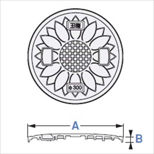 城東テクノ 耐圧マンホールカバー (T-2 花柄) 300型 （文字なし／穴なし） JT2-300SFW 5枚入 『外構DIY部品』 ホワイト(JC)