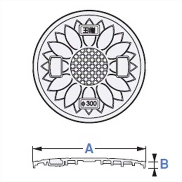 城東テクノ 耐圧マンホールカバー (T-2 花柄) 300型 （下水） JT2-300SFW 5枚入 『外構DIY部品』 ホワイト(JC)