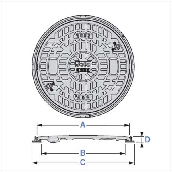城東テクノ 枠付マンホールカバー 丸枠セットBタイプ 350型 JM-350B 5セット入 『外構DIY部品』 ブラック(JC)