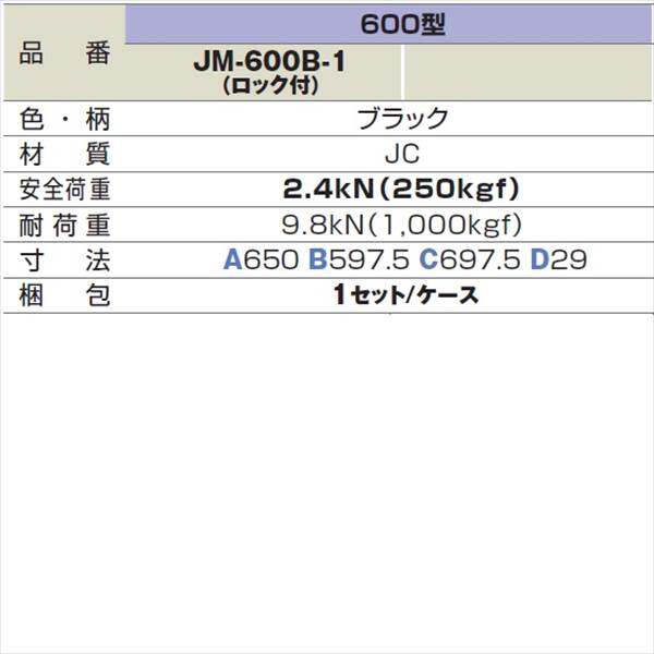 城東テクノ 枠付マンホールカバー 丸枠セットBタイプ 600型／ロック付 JM-600B-1 1セット入 『外構DIY部品』 ブラック(JC)