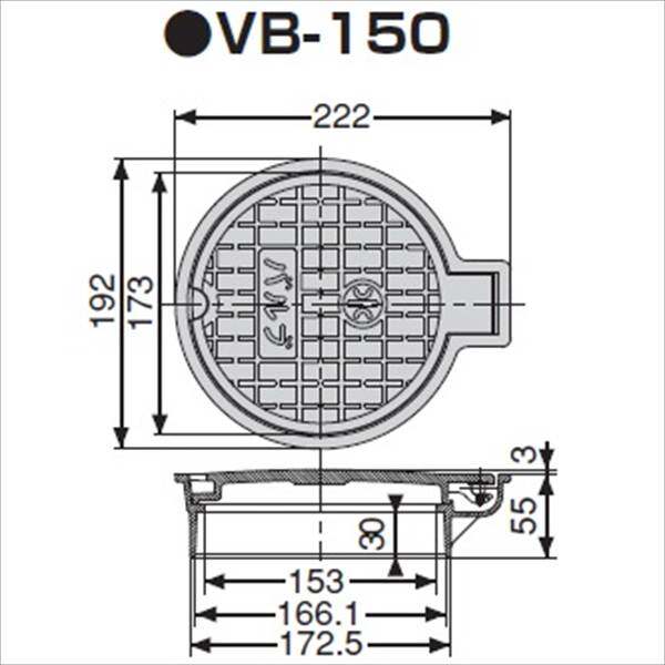 城東テクノ バルブボックス 水・バルブ／直径173mm VB-150 10コ入 『外構DIY部品』 蓋：ブルー(JC) 枠：ブラック(ABS)