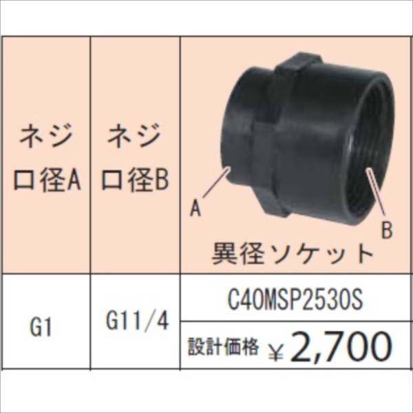 グローベン ポンプオプション イージーフィット異径継手 ネジ口径 G1：G11/4 異径ソケット C40MSP2530S 『ガーデニングDIY部材』 