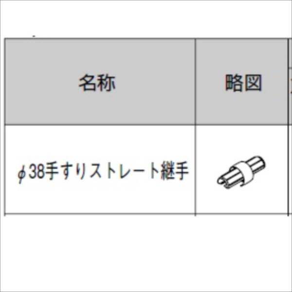 リクシル　グリップライン　歩行補助手すり　径38手すり用　ストレート継手　『LIXIL TOEX』 アルミカラー