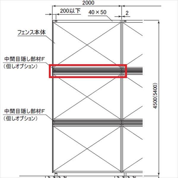 四国化成　防風・防音フェンス　オプション　04：中間目隠し部材F　サイズ共通　04DCB-SC　『アルミフェンス　柵』 ステンカラー