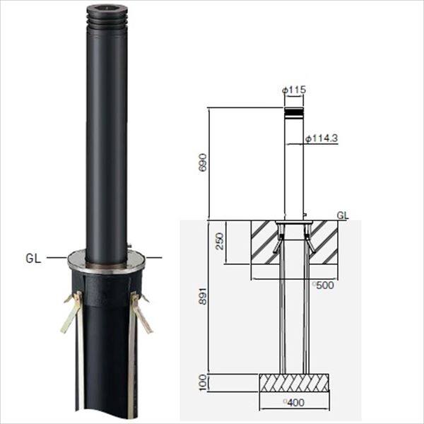 個人宅配送不可 帝金 AK-07CT バリカー上下式 バリアフリー アルミキャスト＋ステンレスタイプ 直径114.3mm 端部用・ワンタッチ錠付 メタリックブラック