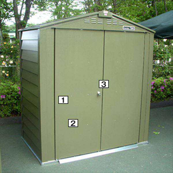 ガーデナップ メタルシェッド TM6 TM6DD アペックスルーフ ダブルドア   物置 オリーブグリーン