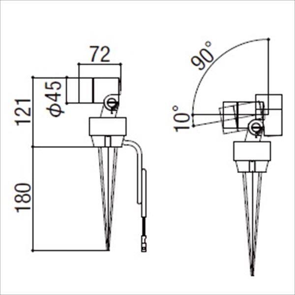 LIXIL エクステリアライト DC12V 美彩 スパイクスポットライト SSP-G3型 15° 灯具 全3色 - 2