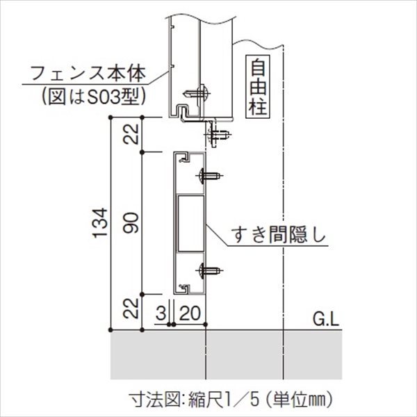 YKK ルシアス スクリーンフェンスオプション S01型用 下部すき間隠し 2017年6月から新仕様 木目カラー