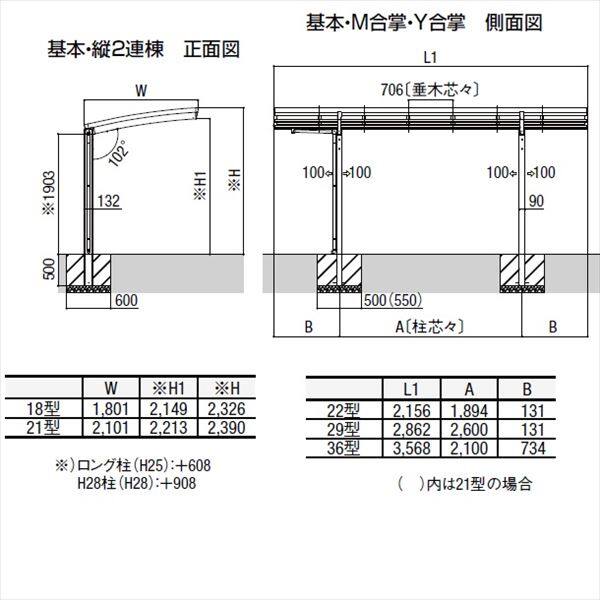 推奨 リクシル フーゴR 1500 ミニ Y合掌 18 18-22 ロング柱 H25 ポリカーボネート屋根材使用 耐風圧強度風速42m 秒相当 耐積雪50cm相当 kaboa.com.uy