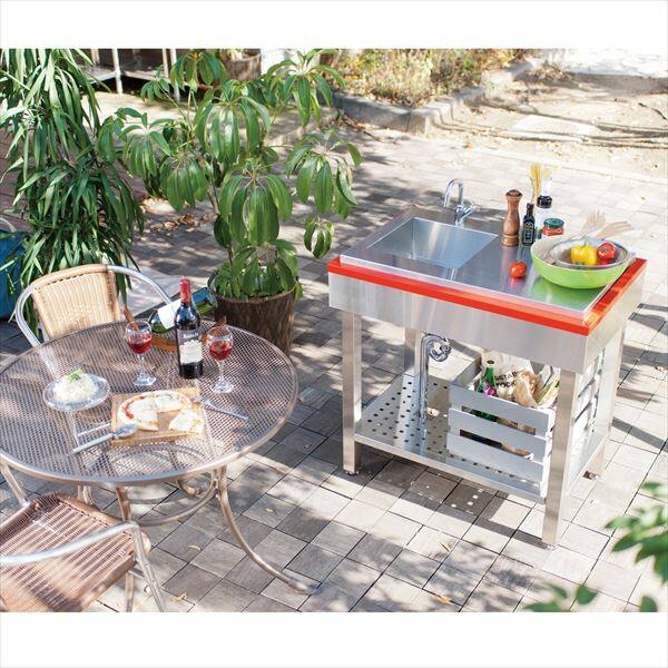 オンリーワン　カルロキッチン　基本セット900　蛇口付き　KS3-C147R　『ガーデン　流し台』 イタリアンレッド