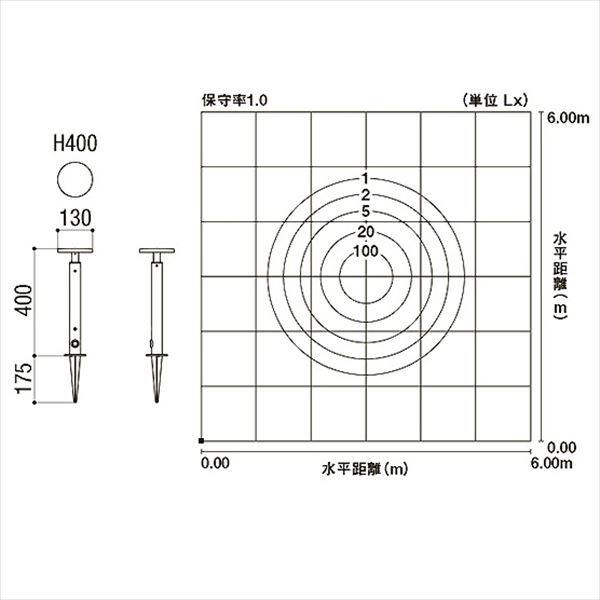 リクシル 12V 美彩 ガーデンポールライト H400 LED スパイクタイプ 『ローボルトライト』 『エクステリア照明 ライト』 灯具:シャイングレー／ポール:シャイングレー