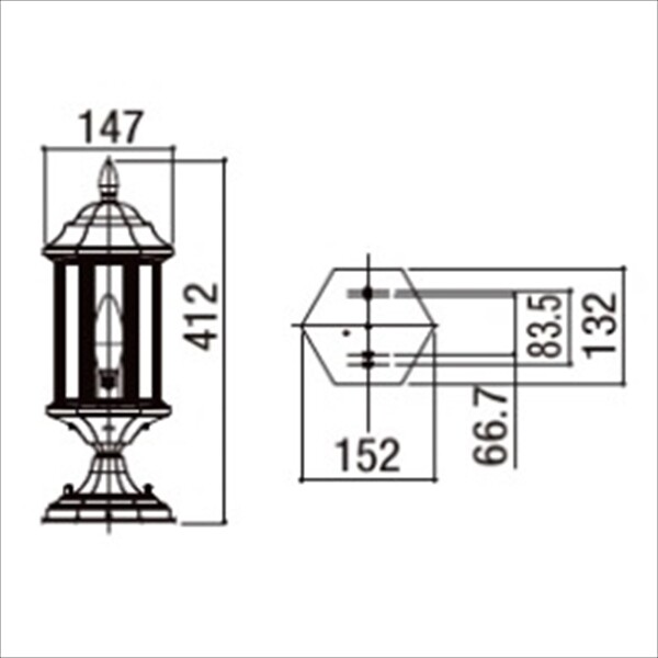 リクシル クラシック LHK-6型 8 VLE60 NK オフブラック 『エクステリア照明 LED100V ライト』 