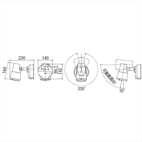 リクシル LSJ-1型 フラッシュ防犯灯タイプ 8 VLF13 SC シャイングレー 『エクステリア照明 LED100V ライト』 