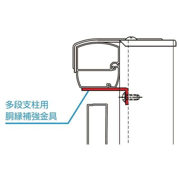 YKK YKKAP 多段支柱用胴縁補強金具（1個入り） ＊ルシアスフェンスH06R／F04型、シンプレオフェンスSY1F型用 HFE-B2 