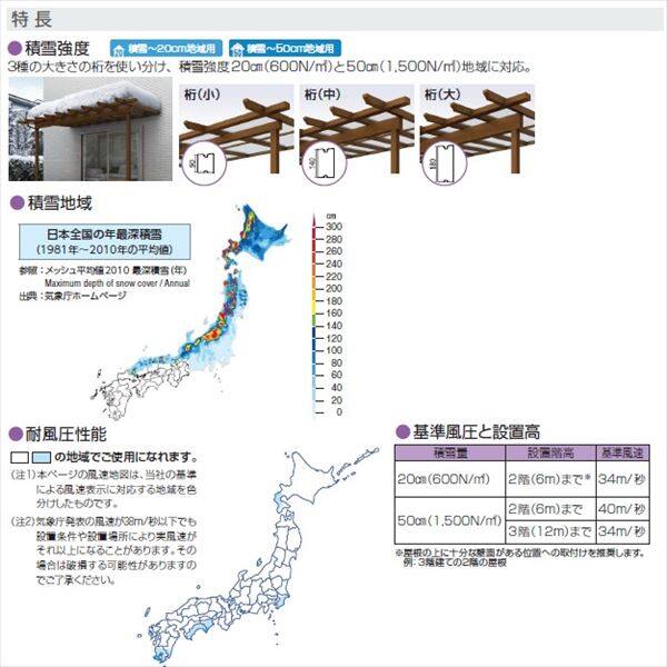 YKK サザンテラス パーゴラタイプ 関東間 600N／ｍ2 1.5間×6尺 ポリカ屋根 後付け 