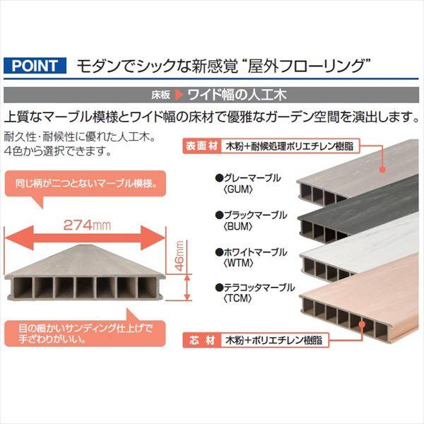三協アルミ 屋外フローリング ラステラ 3.0間×6尺 標準納まり 束柱・固定／ロングタイプ NRD-1860L 『ウッドデッキ 人工木 樹脂デッキの進化形』 