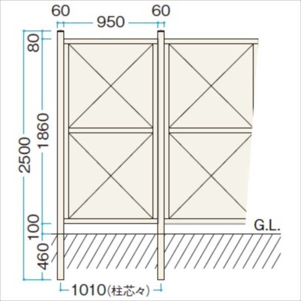 タカショー　e-プライバシーアーチWパネル（LL）　W950×H1860／1930mm　『ラチス　木調フェンス　柵』 