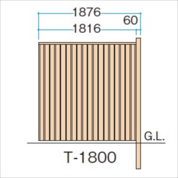 タカショー　シンプルログセット1型（板貼タイプ）　（縦貼・柱見せ）　両面タイプ　追加型（片柱）　T-1800　『木調フェンス　柵』 T-1800